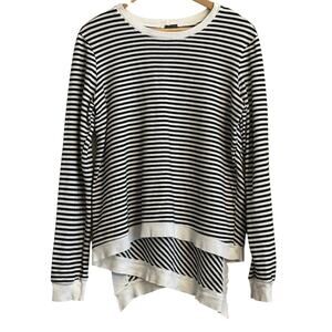 Left of Center Black White Striped Asymmetrical Sweatshirt M